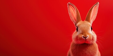 Obraz premium A vibrant close-up of a magnificent Chinese rabbit for Chinese New Year celebrating the year of the rabbit