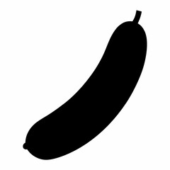 Black Silhouette of Cucumber Vector Art Illustration