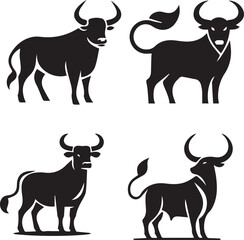 Set of Bull Silhouettes - Vector Illustrations