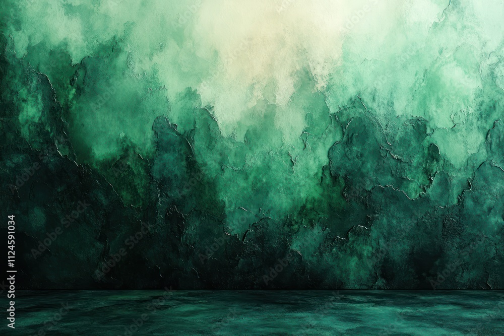 Poster deep green abstract watercolor background with soft gradients and subtle textures for elegant web de