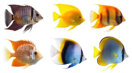 Fototapeta premium Colorful Marine Fish Displaying Vibrant Patterns and Varieties in Aquatic Environment