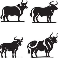 Set of Bull Silhouettes - Vector Illustrations