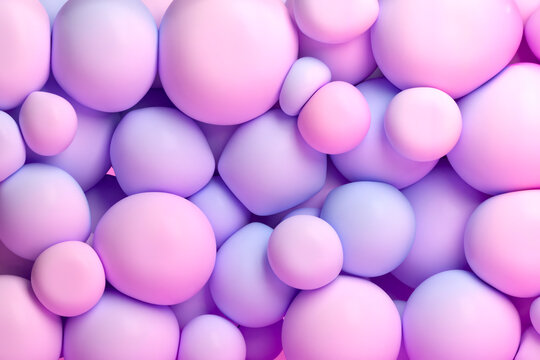 Colorful soft balls in pastel shades, abstract background.