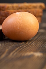 boiled chicken eggs on the table. close-up