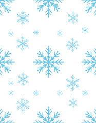 Fototapeta premium Seamless gradient pattern of snowflakes. Snowflake background for winter, winter holidays, Christmas. Blue snowflakes on white background