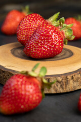 several red sweet strawberries in close-up