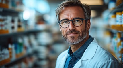Obraz premium Pharmacist Assisting Customer with Prescription Advice in Modern Pharmacy