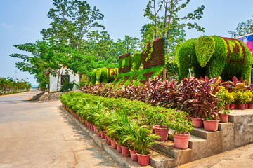 The entrance to Donsao (Don Sao) tourist Market in Golden Triangle area in Donsao, Laos