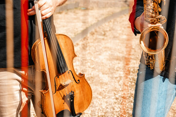 Harp, saxophone and viola