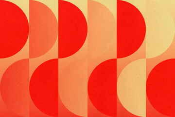 Abstract geometric Bauhaus-inspired illustration with red and yellow shapes
