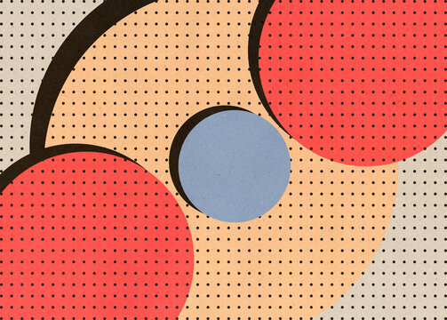 Abstract bauhaus-inspired geometric art with circles and dots