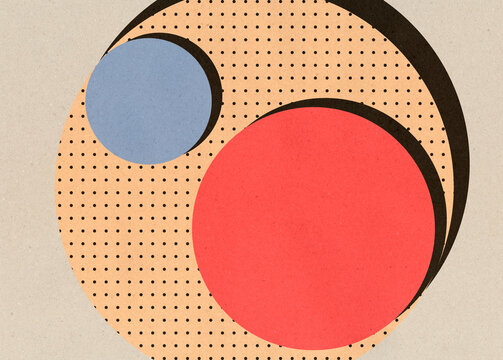 Bauhaus-inspired geometric illustration with circles and dots