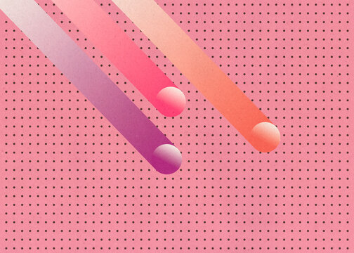 Stylized 3D illustration of colorful columns on a dotted pink background