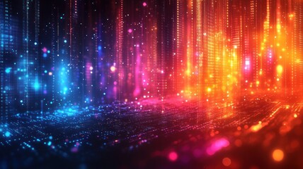 Obraz premium Abstract digital background with colorful light patterns.