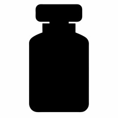 Black Silhouette of Medicine Bottle Vector Art Illustration