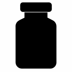Black Silhouette of Medicine Bottle Vector Art Illustration