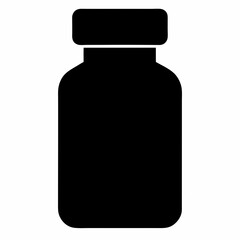 Black Silhouette of Medicine Bottle Vector Art Illustration