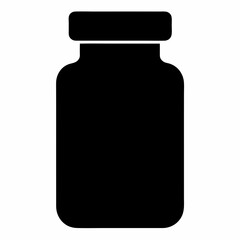 Black Silhouette of Medicine Bottle Vector Art Illustration