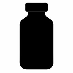 Black Silhouette of Medicine Bottle Vector Art Illustration