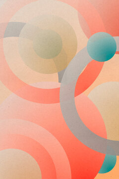 Retro abstract geometric illustration with circles and rings.