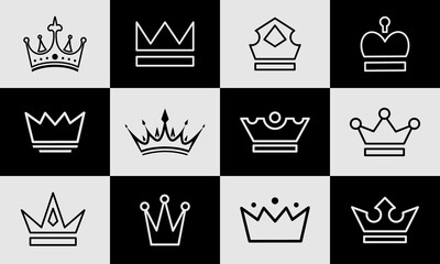 Elegant Crown Silhouettes and Royal Icons