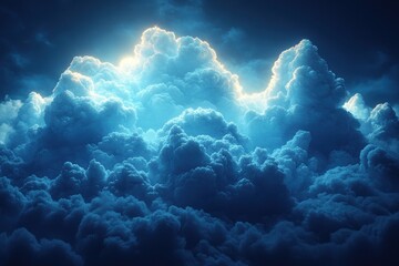 Fototapeta premium Majestic Blue Cloud Formation Surrealistic Abstract Background