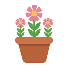 Flowerpot flat vector illustration on white background 