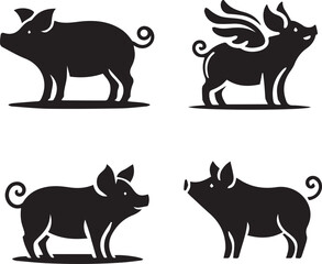 Stylized Pig Silhouettes - Adobe Stock Vector Art