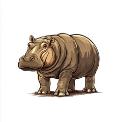 Fototapeta premium Hippopotamus isolated on white background for wildlife and nature designs.