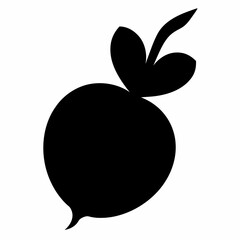 Black Silhouette of Radish Vector Art Illustration
