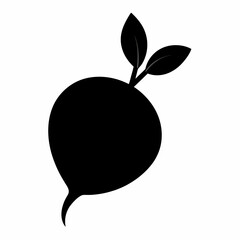 Black Silhouette of Radish Vector Art Illustration