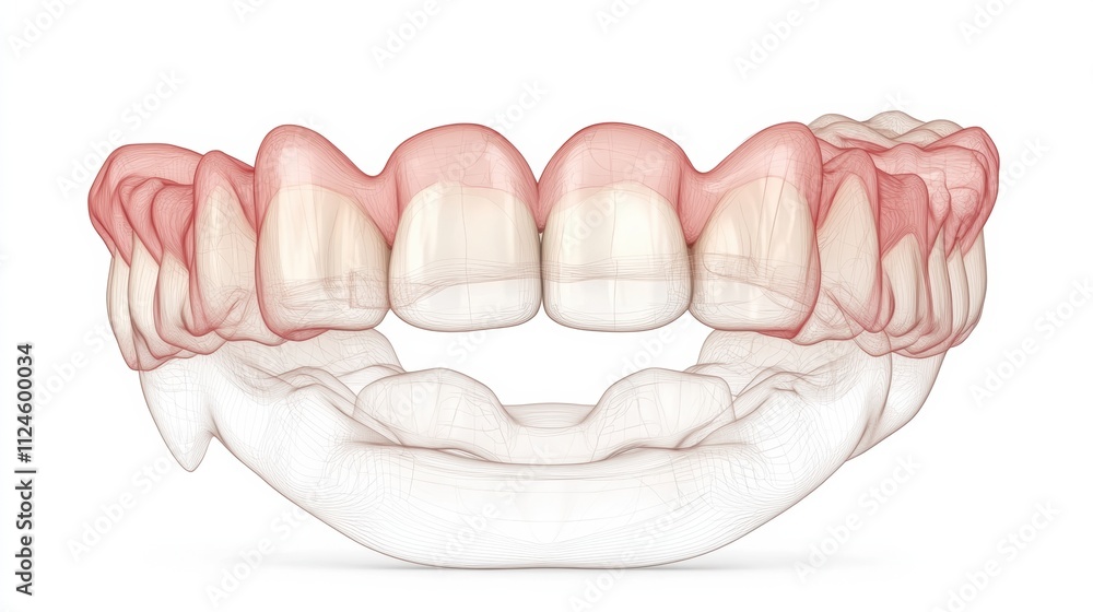 Poster schematic illustration of a dental arch designed for a dental clinic banner, featuring a clean layou