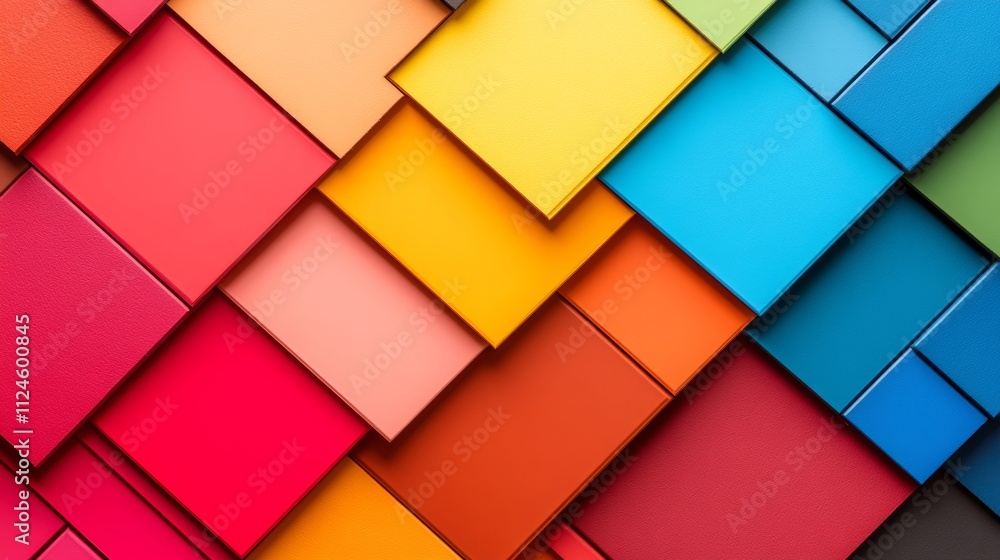Poster colorful image of squares of different colors. the image is a collage of squares of different colors
