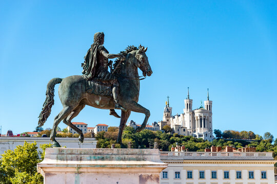 Equestrian statue of Louis XIV at Place Bellecour in Lyon