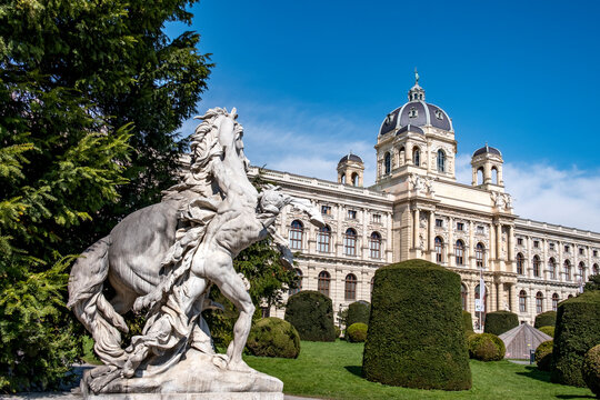 Statue in front of the Natural History Museum in Vienna Austria