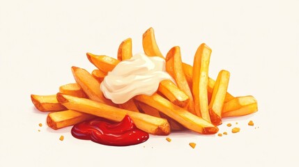 A pile of crispy fries served