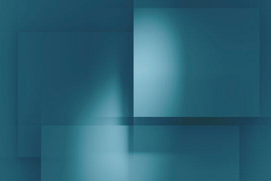 Soft teal light illuminates simple geometric shapes creating a calm and peaceful feeling