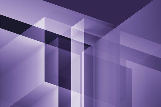 Abstract geometric design with layers of translucent shapes in purple tones