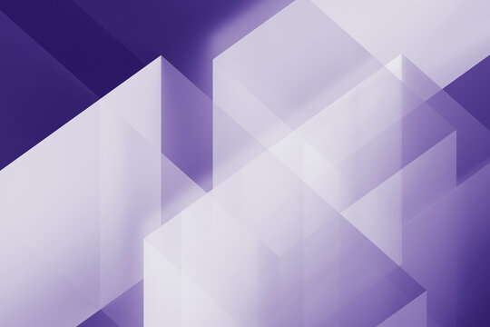 Abstract geometric layers with translucent shapes in purple and blue