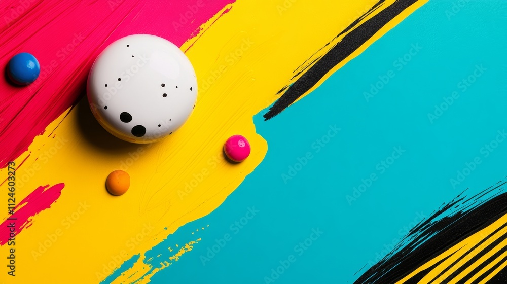 Poster colorful background with a white object in the middle