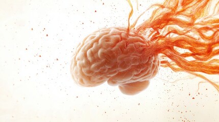 Brain Surrounded by Dynamic Data and Tech Elements