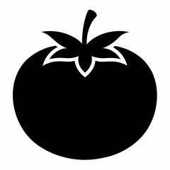 Black Silhouette of Tomato Vector Art Illustration