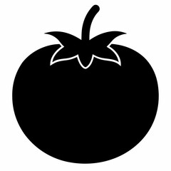 Black Silhouette of Tomato Vector Art Illustration