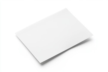 Minimalist white rectangular flyer lying flat on white background