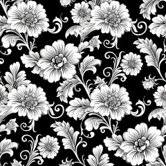 Repeating abstract floral silhouettes creating a unique pattern of nature inspired design