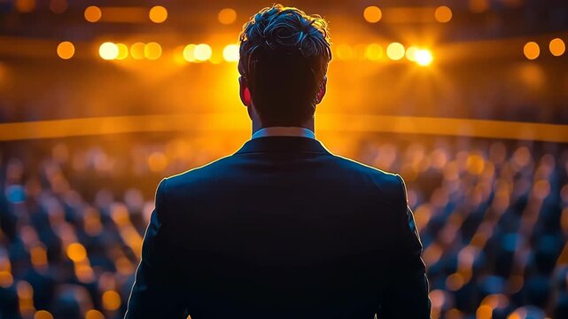 Speaker at Conference Audience Back View Spotlight Event