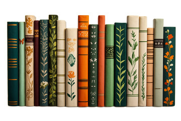 Naklejka premium A row of books sitting on top of each other