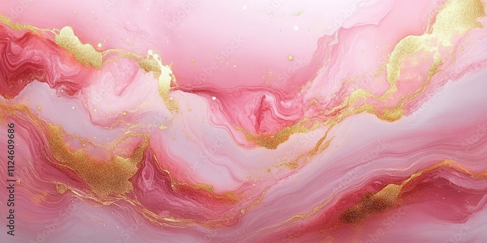 Poster abstract pink gold marble background with light effects and dynamic patterns