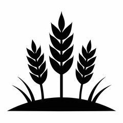 Black Silhouette of Wheat Field Vector Art Illustration