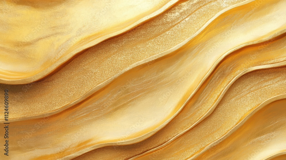 Poster a flowing, textured pattern of golden waves creating an elegant and luxurious abstract design with r